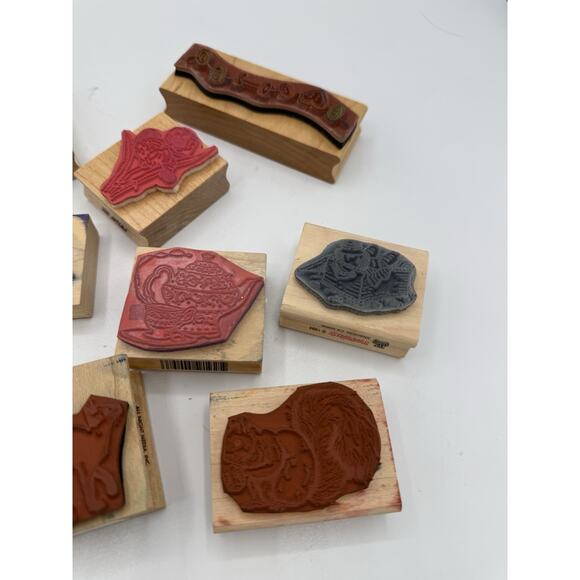 12 Wood Rubber Stamps A Variety Of Images - Picture 8 of 9